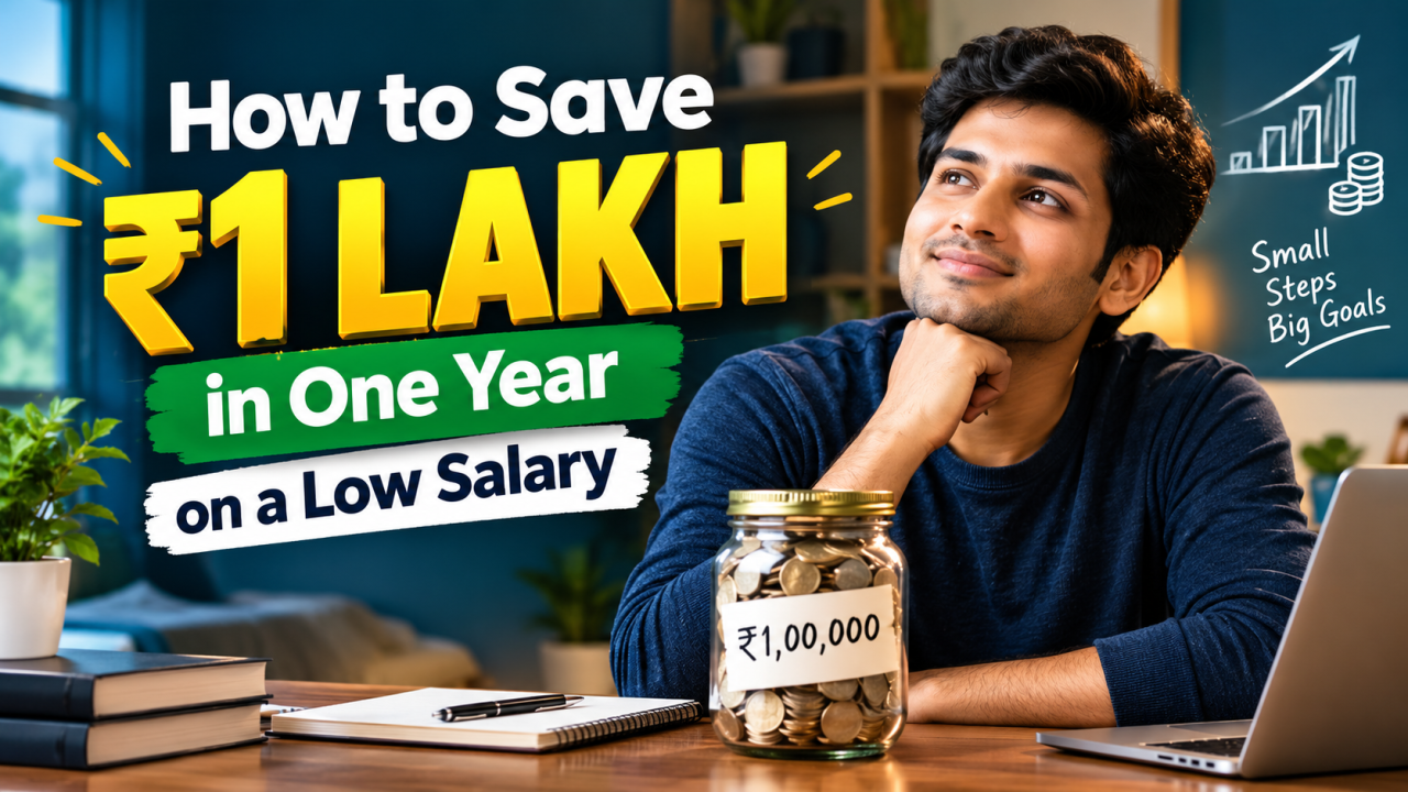 How to save ₹1 lakh in one year on a low salary using a monthly budget, savings plan, and money management strategies.