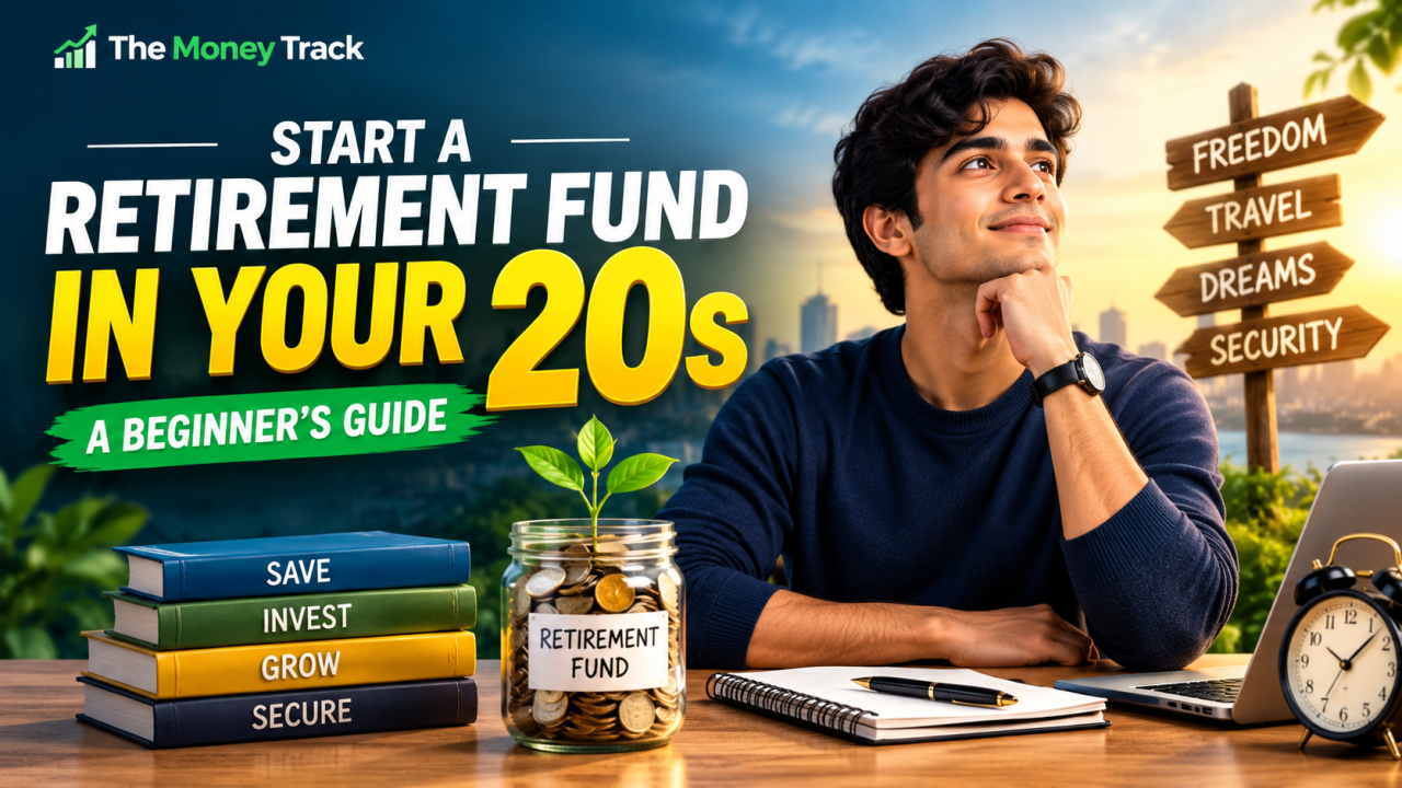 Young Indian adult planning a retirement fund in their 20s using a monthly budget, savings plan and investment calculator